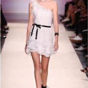 Isabel Marant White One-Shoulder Dress with Black Accent